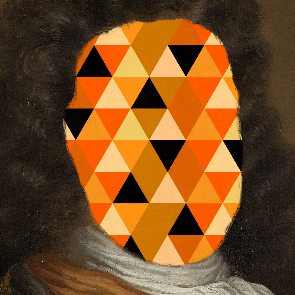 Eccentric Modern Abstract Canvas Print with orange and mustard triangle pattern