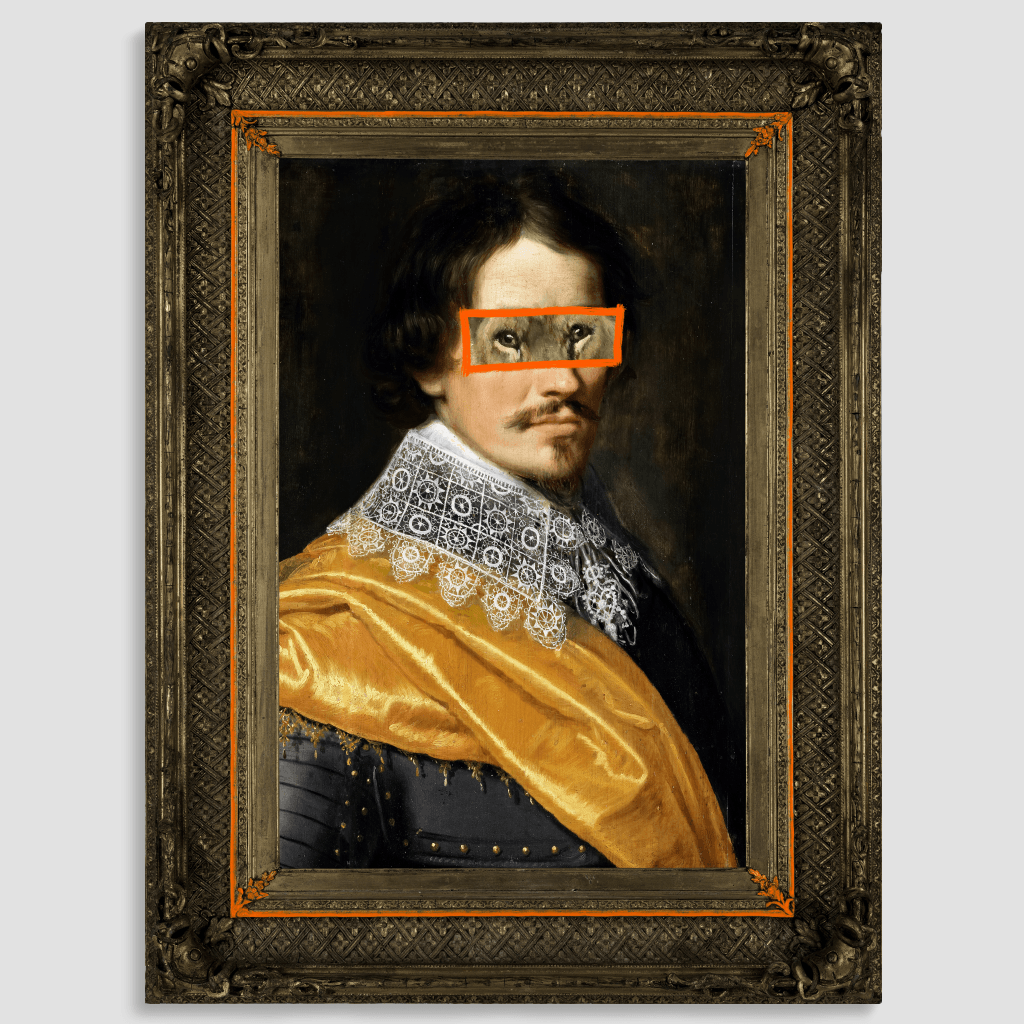 Large Defaced Canvas Print - Lord Lion - Military Portrait Orange