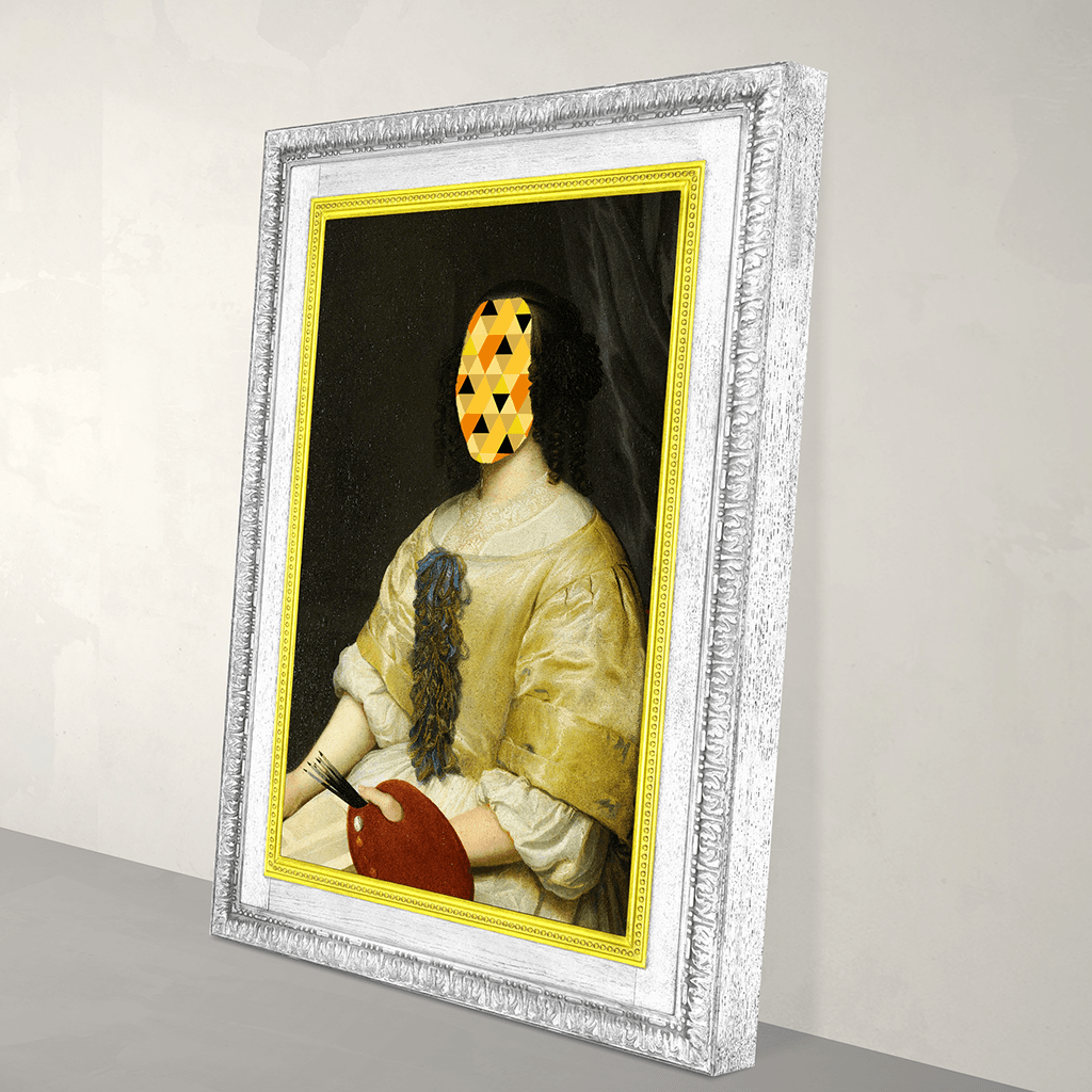 Large Geometric Fine Art Print - Yellow and White