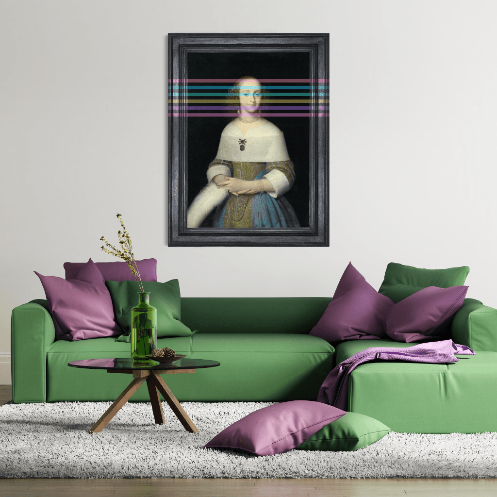 Little Princess | Large Canvas Artwork for white walls and green sofa