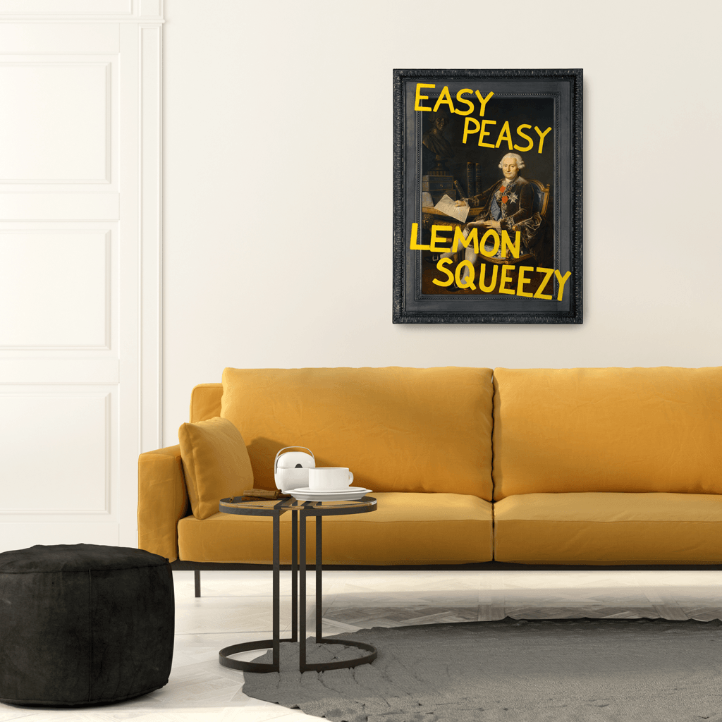 White Wall Yellow Sofa - Wall Art