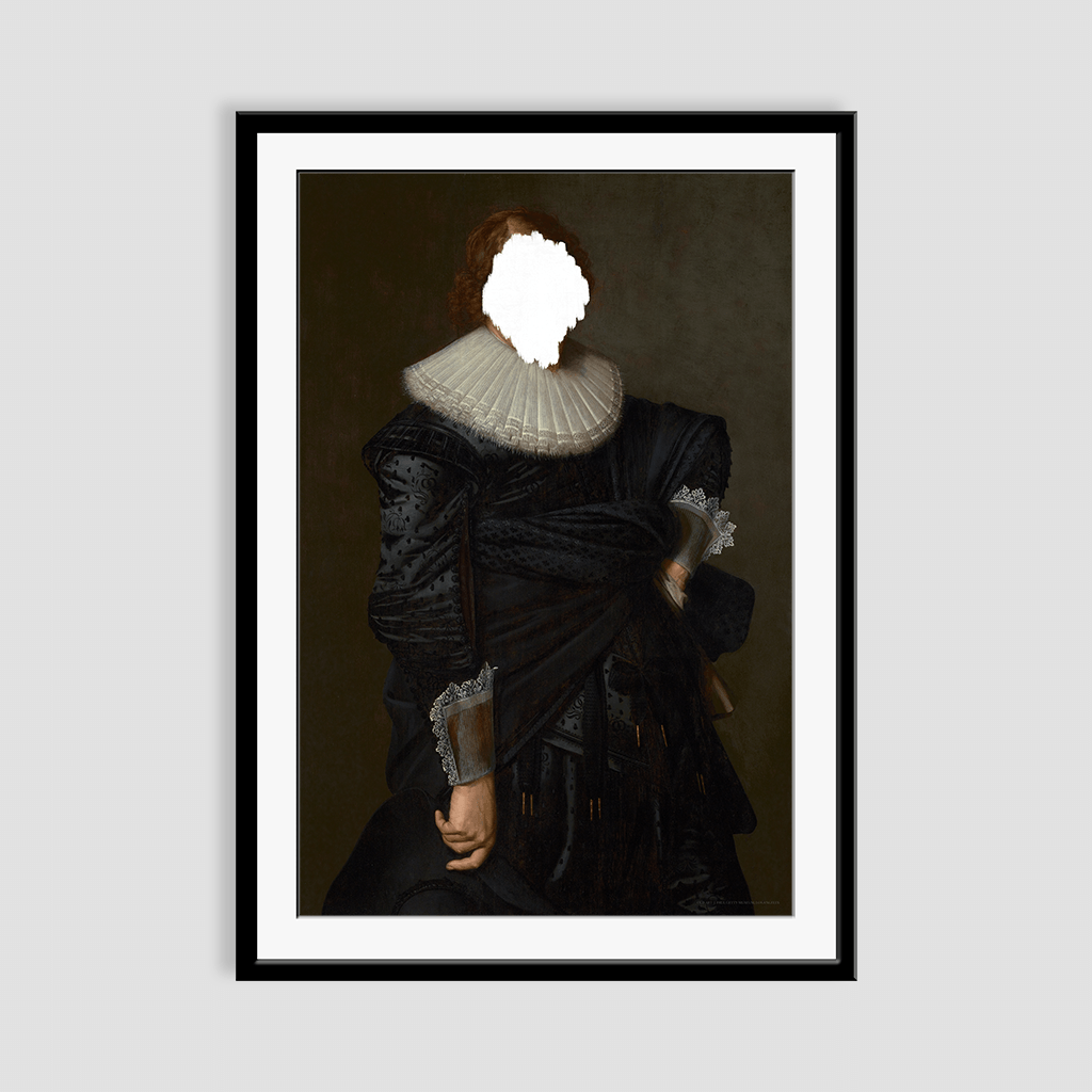 Defaced Portrait of a Man - Framed Print